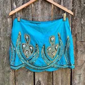 Blue Silk Indian Skirt